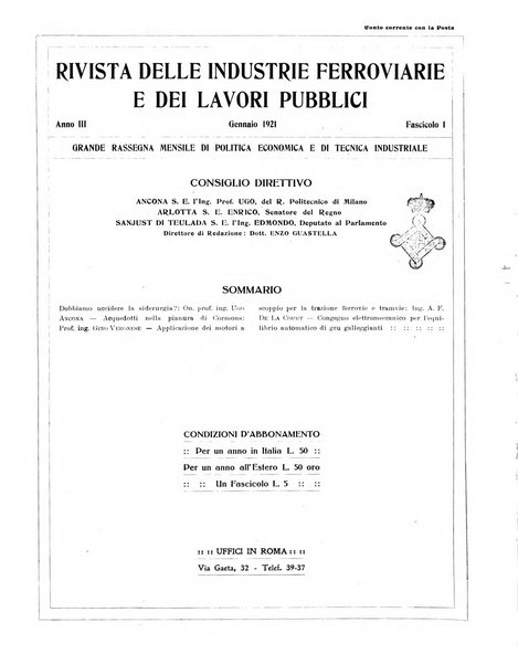 Rivista delle industrie ferroviarie e dei lavori pubblici grande rassegna di politica economica e di tecnica industriale