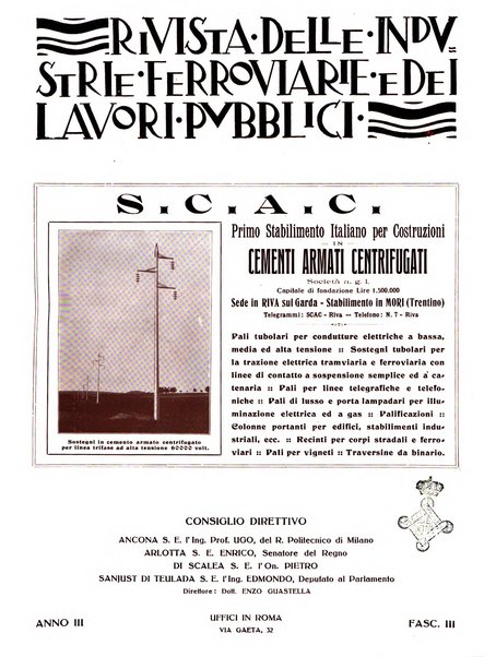 Rivista delle industrie ferroviarie e dei lavori pubblici grande rassegna di politica economica e di tecnica industriale