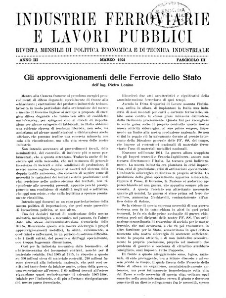 Rivista delle industrie ferroviarie e dei lavori pubblici grande rassegna di politica economica e di tecnica industriale