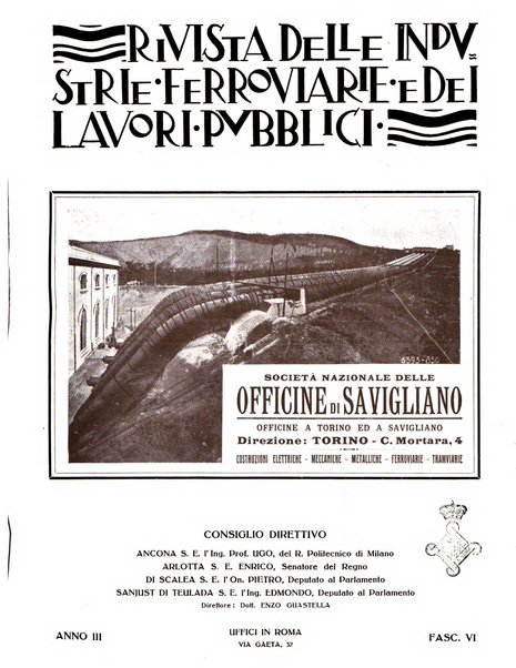 Rivista delle industrie ferroviarie e dei lavori pubblici grande rassegna di politica economica e di tecnica industriale