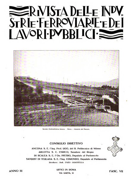 Rivista delle industrie ferroviarie e dei lavori pubblici grande rassegna di politica economica e di tecnica industriale