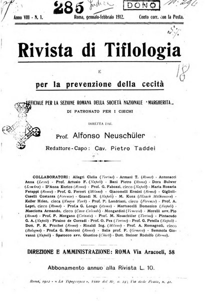 Rivista di tiflologia e per la prevenzione della cecita