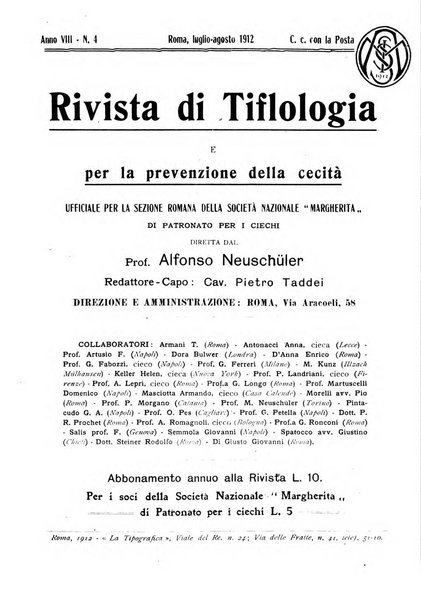 Rivista di tiflologia e per la prevenzione della cecita