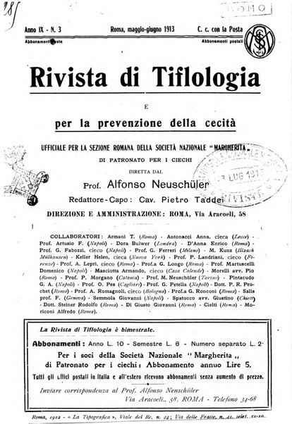 Rivista di tiflologia e per la prevenzione della cecita