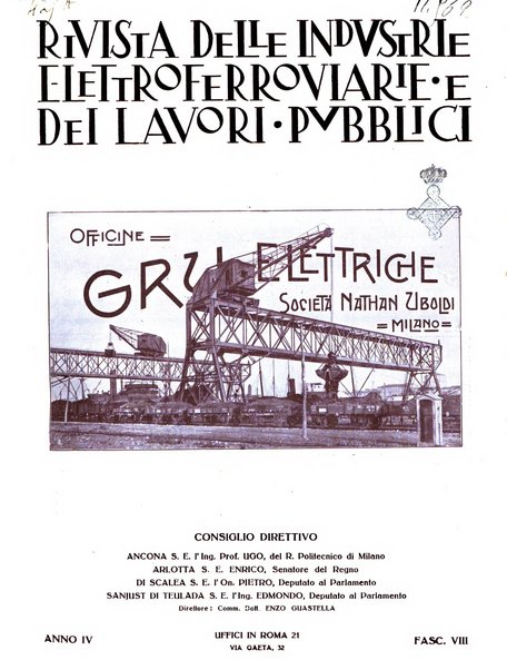 Rivista delle industrie elettro-ferroviarie e dei lavori pubblici grande rassegna mensile di politica economica e di tecnica industriale