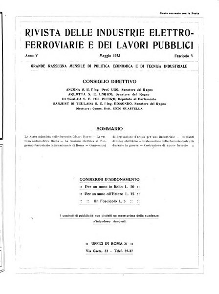 Rivista delle industrie elettro-ferroviarie e dei lavori pubblici grande rassegna mensile di politica economica e di tecnica industriale