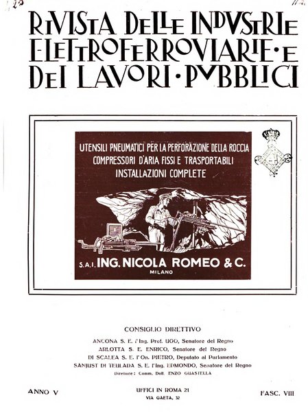 Rivista delle industrie elettro-ferroviarie e dei lavori pubblici grande rassegna mensile di politica economica e di tecnica industriale