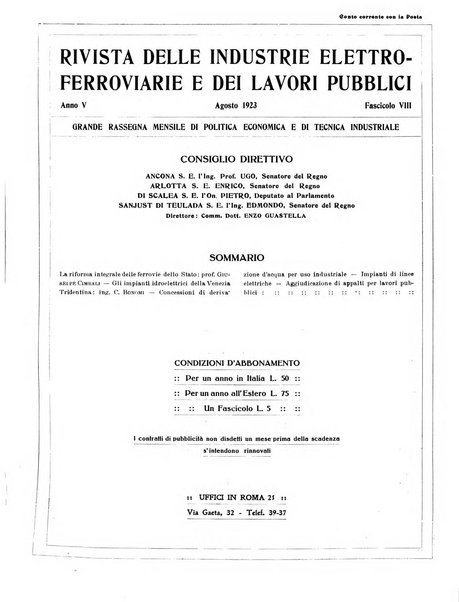 Rivista delle industrie elettro-ferroviarie e dei lavori pubblici grande rassegna mensile di politica economica e di tecnica industriale