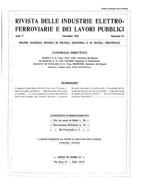 Rivista delle industrie elettro-ferroviarie e dei lavori pubblici grande rassegna mensile di politica economica e di tecnica industriale