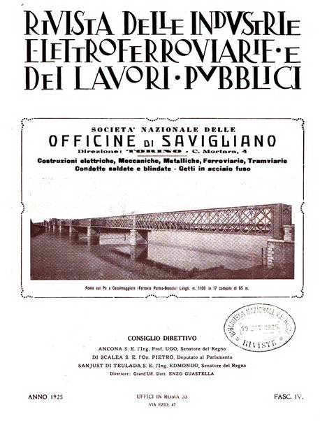 Rivista delle industrie elettro-ferroviarie e dei lavori pubblici grande rassegna mensile di politica economica e di tecnica industriale