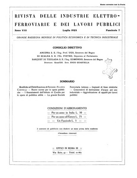 Rivista delle industrie elettro-ferroviarie e dei lavori pubblici grande rassegna mensile di politica economica e di tecnica industriale