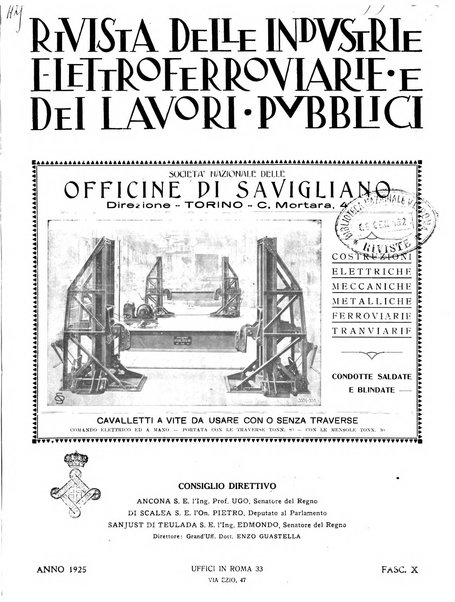 Rivista delle industrie elettro-ferroviarie e dei lavori pubblici grande rassegna mensile di politica economica e di tecnica industriale