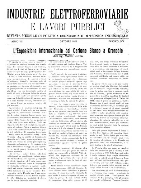 Rivista delle industrie elettro-ferroviarie e dei lavori pubblici grande rassegna mensile di politica economica e di tecnica industriale