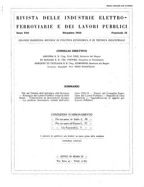 Rivista delle industrie elettro-ferroviarie e dei lavori pubblici grande rassegna mensile di politica economica e di tecnica industriale