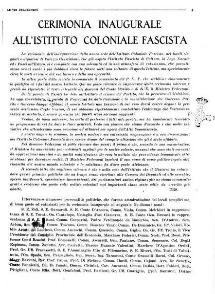 Le vie dell'impero organo di espansione coloniale italiana