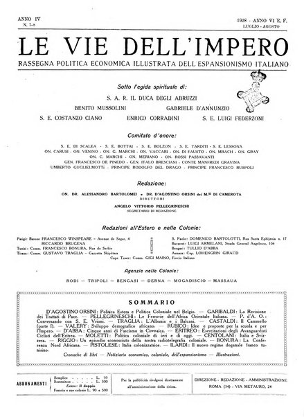 Le vie dell'impero organo di espansione coloniale italiana