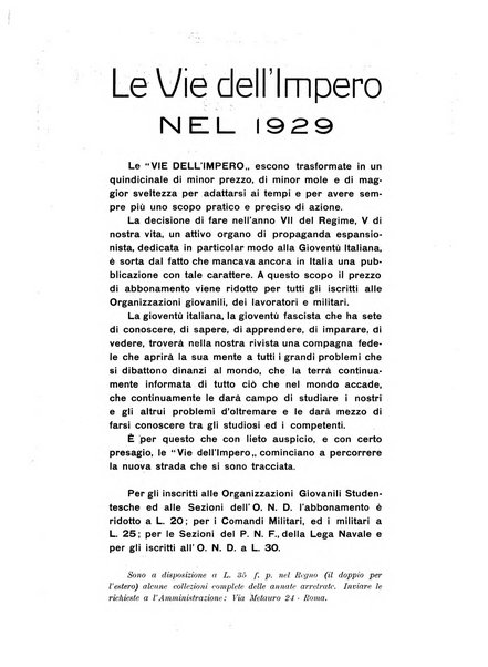 Le vie dell'impero organo di espansione coloniale italiana