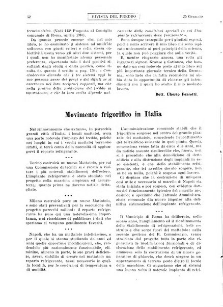 Rivista del freddo periodico mensile illustrato tecnico, scientifico, economico, commerciale