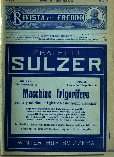 Rivista del freddo periodico mensile illustrato tecnico, scientifico, economico, commerciale