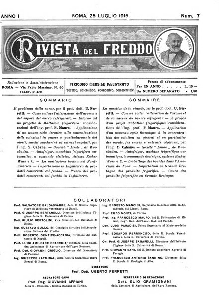 Rivista del freddo periodico mensile illustrato tecnico, scientifico, economico, commerciale