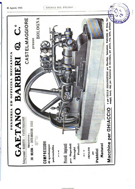 Rivista del freddo periodico mensile illustrato tecnico, scientifico, economico, commerciale