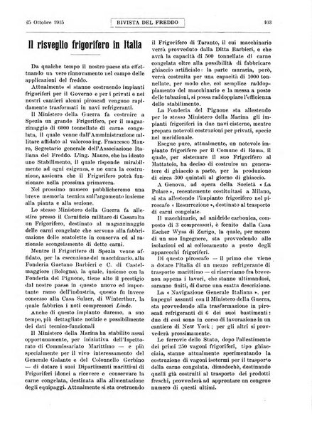 Rivista del freddo periodico mensile illustrato tecnico, scientifico, economico, commerciale