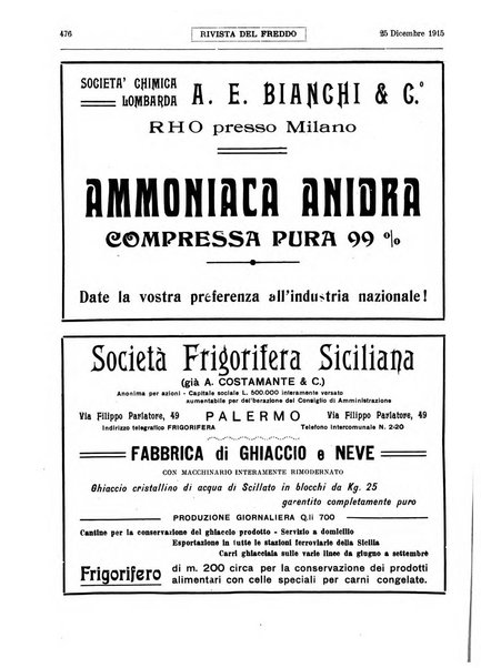 Rivista del freddo periodico mensile illustrato tecnico, scientifico, economico, commerciale