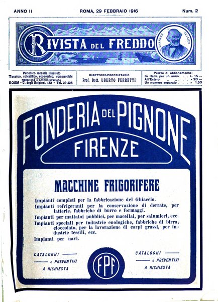 Rivista del freddo periodico mensile illustrato tecnico, scientifico, economico, commerciale