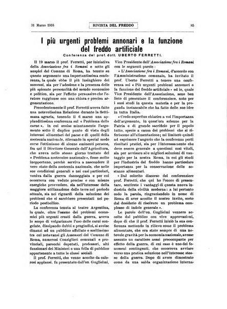 Rivista del freddo periodico mensile illustrato tecnico, scientifico, economico, commerciale