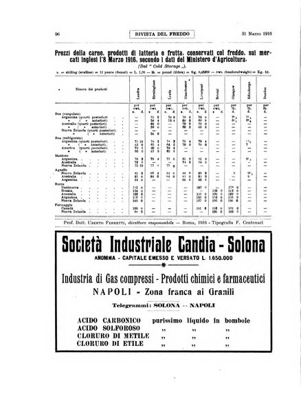 Rivista del freddo periodico mensile illustrato tecnico, scientifico, economico, commerciale