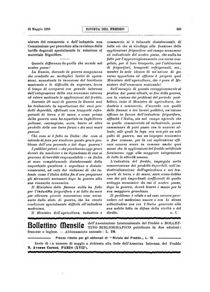 Rivista del freddo periodico mensile illustrato tecnico, scientifico, economico, commerciale