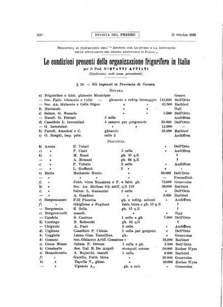 Rivista del freddo periodico mensile illustrato tecnico, scientifico, economico, commerciale