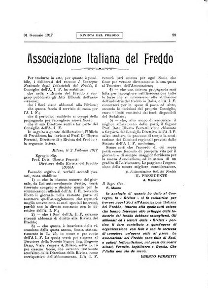 Rivista del freddo periodico mensile illustrato tecnico, scientifico, economico, commerciale