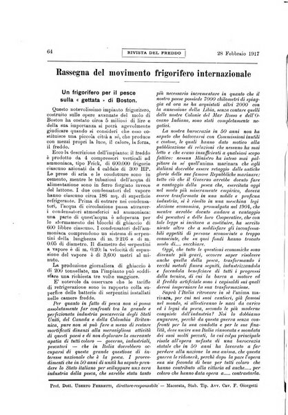 Rivista del freddo periodico mensile illustrato tecnico, scientifico, economico, commerciale