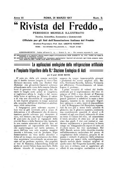 Rivista del freddo periodico mensile illustrato tecnico, scientifico, economico, commerciale