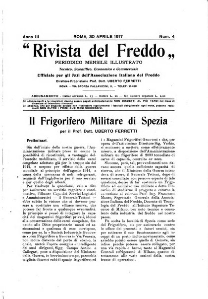 Rivista del freddo periodico mensile illustrato tecnico, scientifico, economico, commerciale