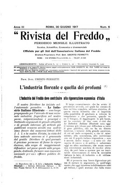 Rivista del freddo periodico mensile illustrato tecnico, scientifico, economico, commerciale