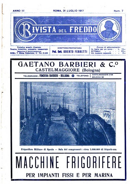 Rivista del freddo periodico mensile illustrato tecnico, scientifico, economico, commerciale