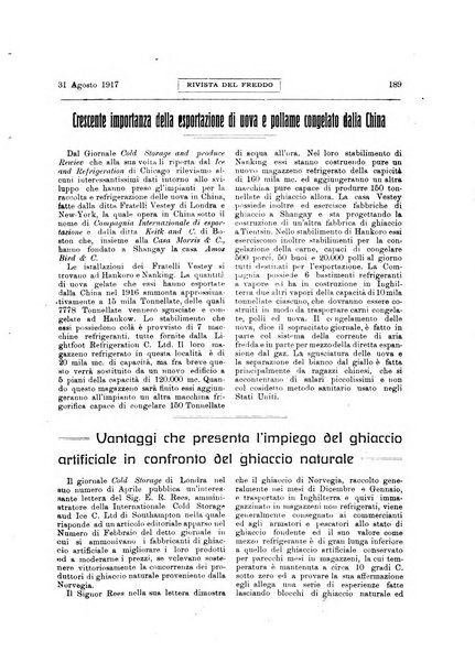 Rivista del freddo periodico mensile illustrato tecnico, scientifico, economico, commerciale