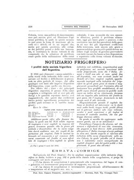 Rivista del freddo periodico mensile illustrato tecnico, scientifico, economico, commerciale