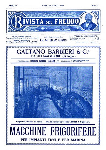 Rivista del freddo periodico mensile illustrato tecnico, scientifico, economico, commerciale