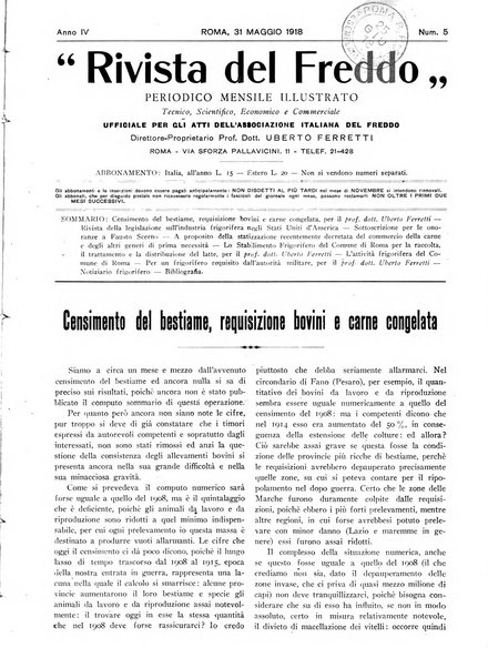 Rivista del freddo periodico mensile illustrato tecnico, scientifico, economico, commerciale