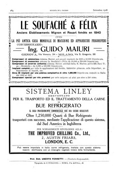 Rivista del freddo periodico mensile illustrato tecnico, scientifico, economico, commerciale