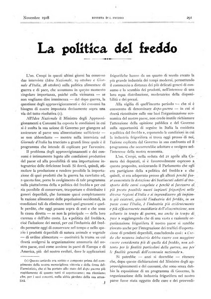 Rivista del freddo periodico mensile illustrato tecnico, scientifico, economico, commerciale