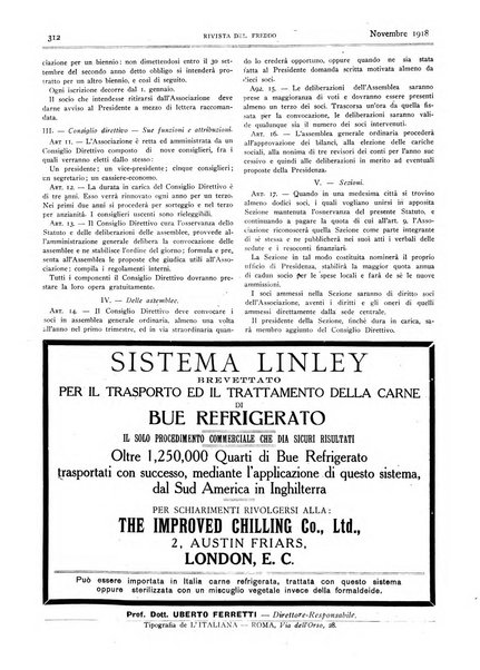 Rivista del freddo periodico mensile illustrato tecnico, scientifico, economico, commerciale