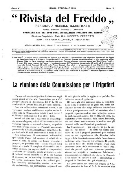 Rivista del freddo periodico mensile illustrato tecnico, scientifico, economico, commerciale