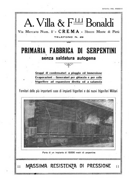 Rivista del freddo periodico mensile illustrato tecnico, scientifico, economico, commerciale