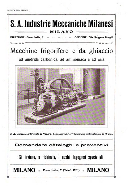 Rivista del freddo periodico mensile illustrato tecnico, scientifico, economico, commerciale