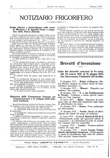 Rivista del freddo periodico mensile illustrato tecnico, scientifico, economico, commerciale