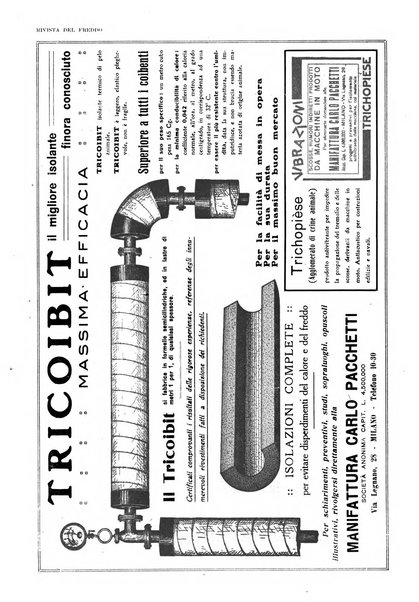 Rivista del freddo periodico mensile illustrato tecnico, scientifico, economico, commerciale